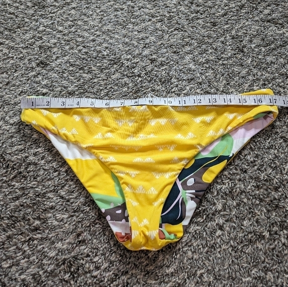 Carve Designs yellow green monstera reversible bikini bottom XL - Picture 9 of 13